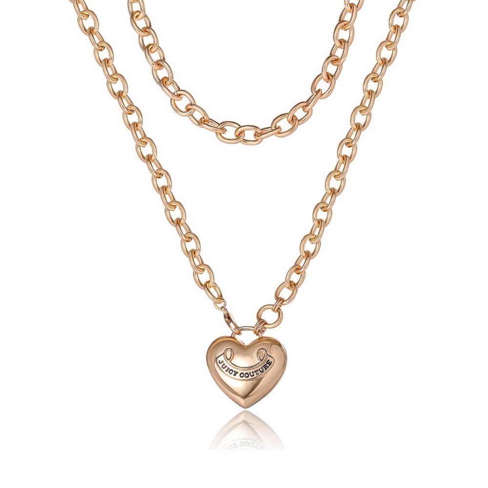 Juicy Couture Gold Tone Puffy Heart Pendant Long Necklace 28in - Picture 4 of 7
